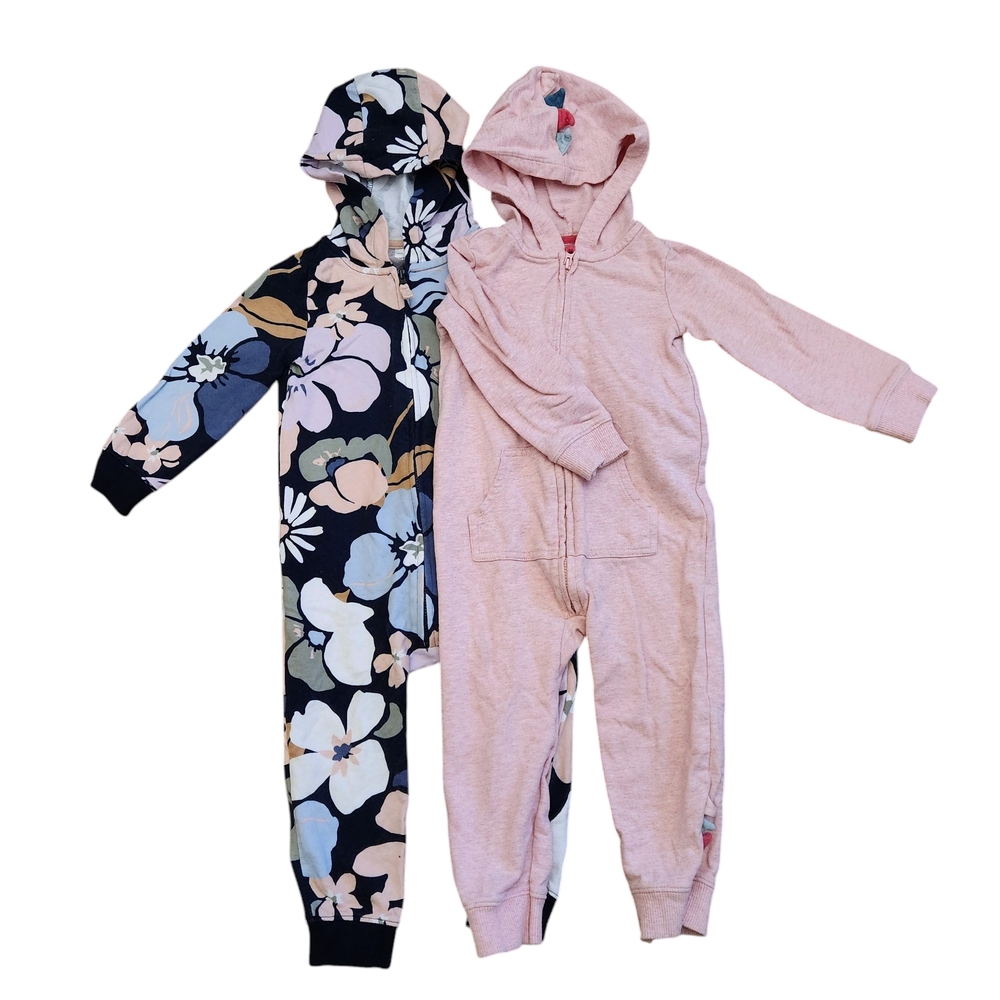 Carter's Floral and Pink Hooded Jumpsuits Coveralls